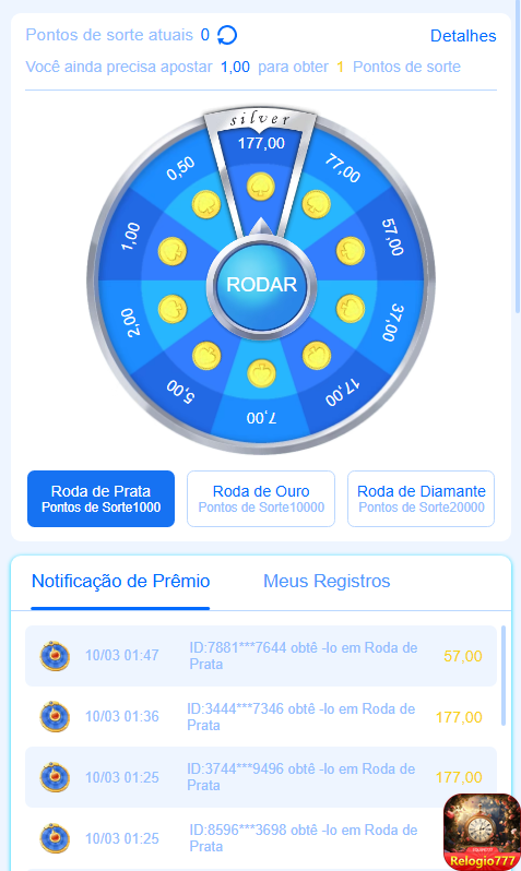 Segurança App relogio777.com